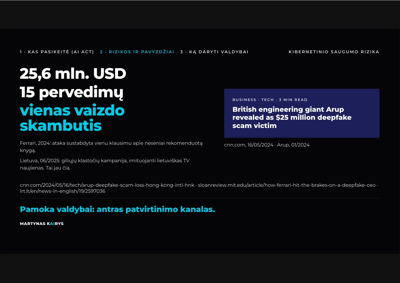 Slide 17: 25.6 million USD, 15 transfers, one video call