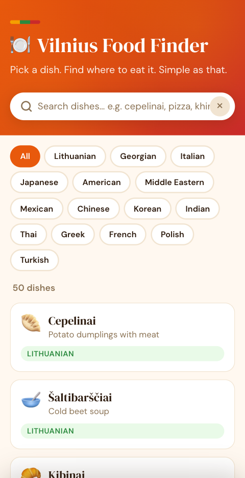 Vilnius Food Finder
